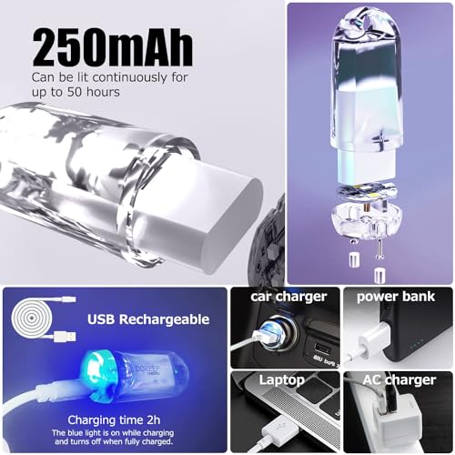 USB Mini LED Lantern, 2 Pack Waterproof EDC Keychain LED Flashlight for Camping, Type-C Rechargeable Battery Small Stick Lamp Puck Dog Collar Torch Light (Warm White+Red)