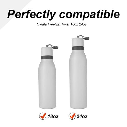 PEUTIER 4pcs Water Bottle Stopper Replacement for Owala FreeSip Twist 18oz 24oz, Water Bottle Top Lid Gasket for Owala FreeSip Twist Series Bottle Stopper Seal Part Accessories BPA-Free(Gray)