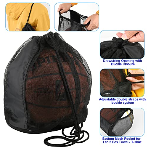 Sports Ball Carry Bag Mesh Backpack for Basketball Volleyball Soccer Rugby Football