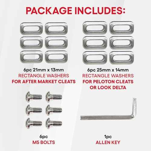 TrubliFit Replacement Delta Bolts Screws Washers for Delta Cleats, Replacement Screws with Allen Wrench Compatible with Delta Bike Cleats, for Indoor Cycling & Road Bikes - Cleats NOT Included, Red