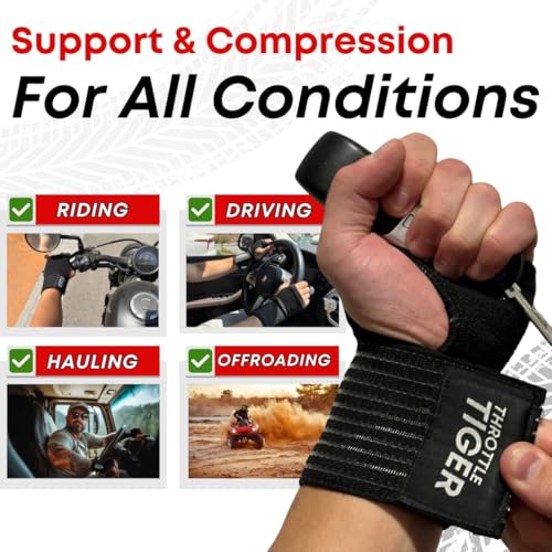 Large Motorcycle Wrist Brace Support Wraps for Bikers - Adjustable, Vibration Absorbing, Pain Relief