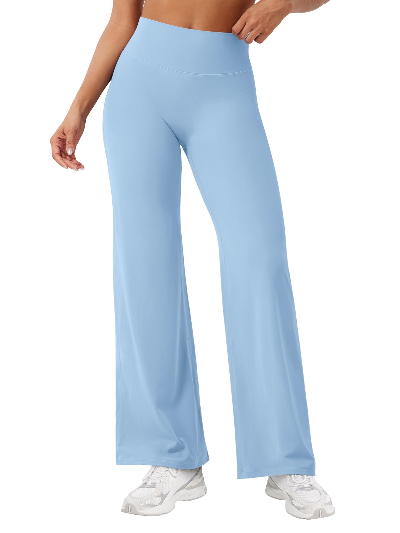 YEOREO Workout Leggings Womens No Front Seam Straight Leggings 29" High Waist Buttery Eddiy Gym Yoga Pants Airy Blue XL