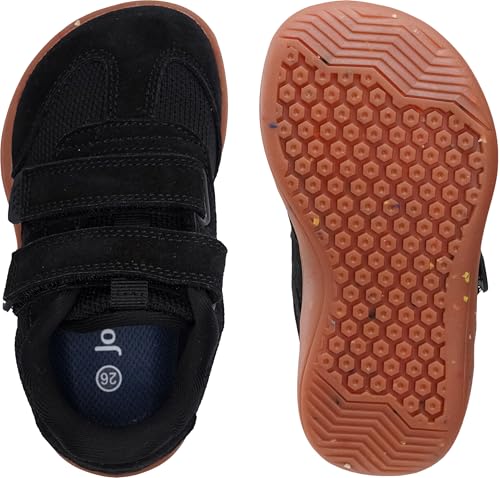Joomra Toddler Wide Barefoot Shoes - Black, Size W8k13, Adjustable Strap, Minimalist Sneakers for Boys Girls