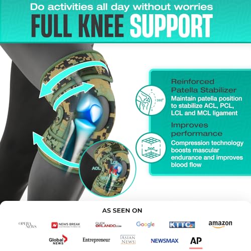 MODVEL ELITE Knee Brace for Women & Men with Side Stabilizers, Patella Gel Pads Brace for Meniscus Tear for Maximum Knee Pain Support - ACL Knee Braces for Running, Workout, Arthritis & Joint Recovery