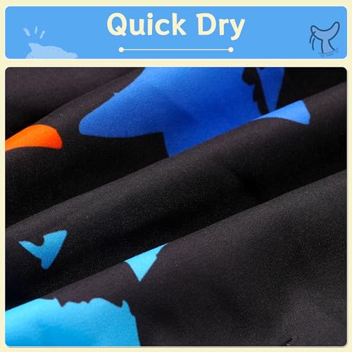 Toddler Boys Swim Trunks 3-14 Years Black Shark Pattern, 7-8 Years
