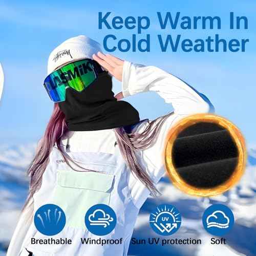 SHEVERCH Winter Fleece Neck Warmer Windproof Gaiter Face Mask Cover Cold Weather scarf For Men Women Hiking Ski