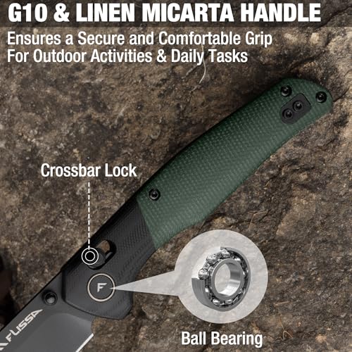 Folding Pocket Knife with 14C28N Steel & Crossbar Lock, EDC Outdoor Tool