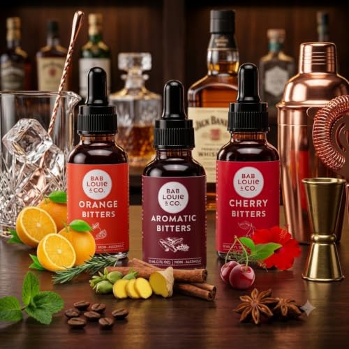 Non-Alcoholic Bitters Set - Cherry & Orange Cocktail Mix, 3 Pack 30ml Each