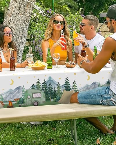 Waterproof Camping Tablecloth Set - 3 Plastic Rectangular Table Covers