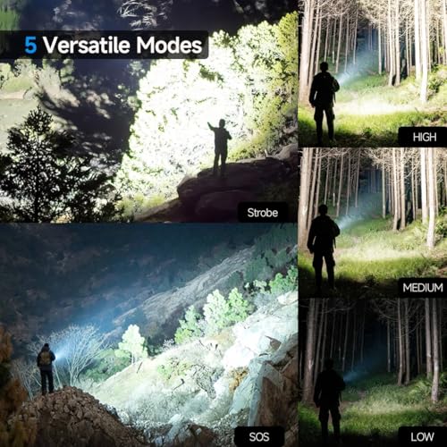 High Lumens Rechargeable LED Flashlight 99,000 Lumens Waterproof 2 Pack