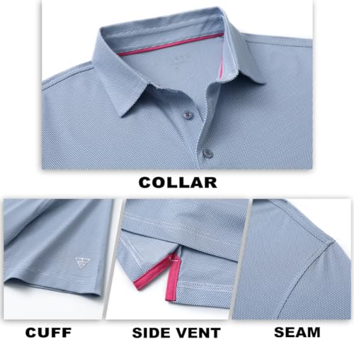 Men's Light Blue Large Golf Polo Shirt - Dry Fit Sports Jacquard Performance