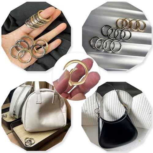 Round Key Ring Carabiner Clip for Keys, Buckle, Bags, Purses, 1 Inch Keychain Rings, Set of 12