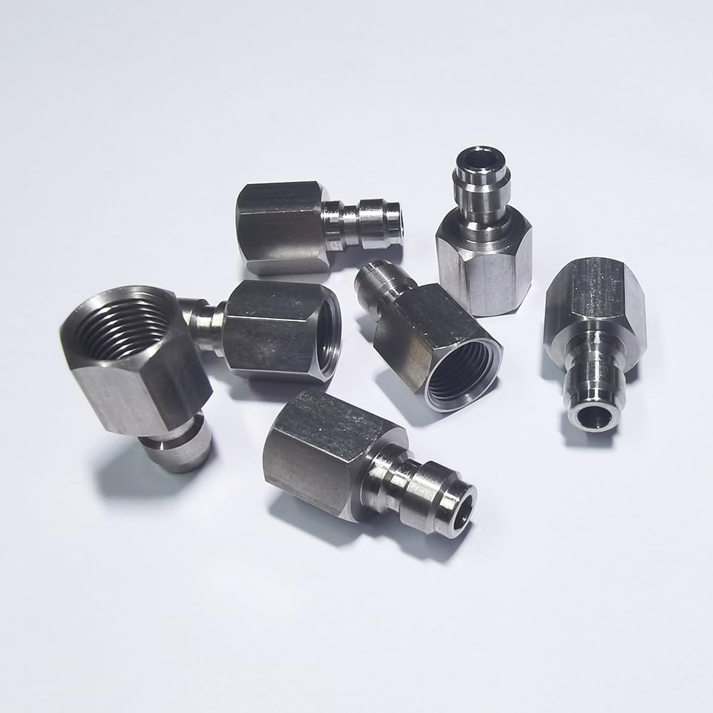 Aopkeo Stainless Steel 8mm Male Charging Adapter Female Thread 1/8BSPP Quick Disconnect Pulg Coupler Connector for Paintball Airsoft PCP Diving