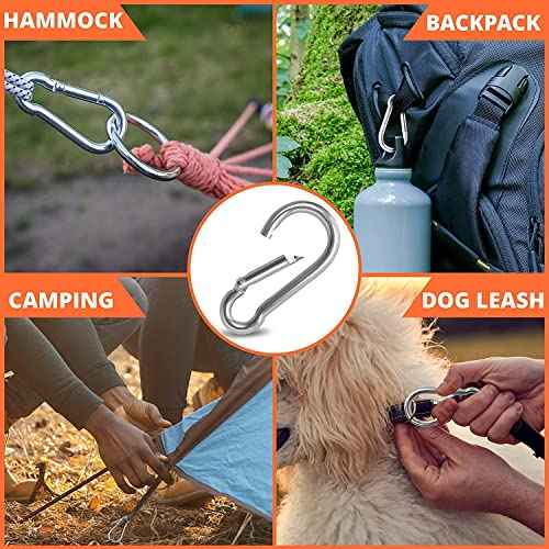 Large Spring Snap Hook Carabiner, 304 Stainless Steel Heavy Duty Carabiners Clip, Stainless Steel Spring Snaps Hooks Carabiners Outdoor
