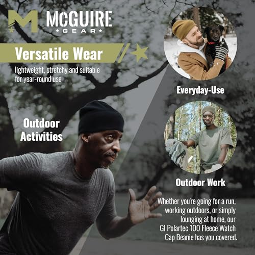 M MCGUIRE GEAR GI Polartec 100 Fleece Watch Cap Beanie, Lightweight Fitted Cap, Tactical Gear & Warm Winter Hat - Made in USA
