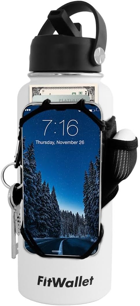 FitWallet™ Water Bottle Phone Holder & Sleeve | Strap Carrier & Pouch for Gym, Running, Hiking, Travel | Gym Bag Alternative Holds Phone, Keys & Accessories