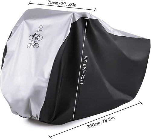 Maveek Bycicle Cover for 2 Bikes Waterproof Cycle Dirt Bike Outdoor Rain Dust Snow Water Wind Sun Resistant UV Protection Winter Summer Cold All Weather Indoor Garage Storage Road Mountain Bike