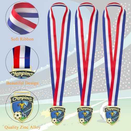Donrime 12 Pieces Soccer Medals for Kids, Gold Metals Awards Medal for Kid¡¯s Sports Soccer Games, Soccer Party Favors, 2 Inches