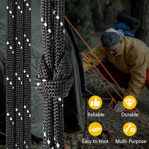 Reflective Paracord Rope 100FT Purple 4MM for Camping Hiking Tying & DIY