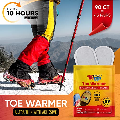 45 Pairs Toe Warmers - Up to 10 Hours Heat, Adhesive, Ultra Thin, All Natural - Sport Temp