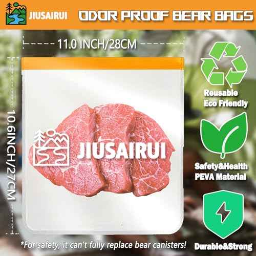 Odor Proof Bear Bags for Food Backpacking: 3Pack Reusable Bear Proof Food Storage Designed to Use with Bear Canister for Backpacking fit Camping Hiking Water Sports