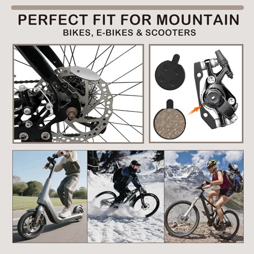 5 Pairs Bike Brake Pads, Low Noise Disc Brake Pads for Mountain Bicycles, Ebikes, Scooters - Semi-Metallic Resin Braking Pads Kit with Smooth Performance and Easy Installation