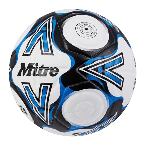 Mitre Soccer Ball - FIFA Quality Approved, Delta One White/Black/Blue - 5