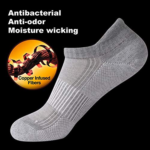 Copper Compression Socks for Circulation Arch Support Plantar Fasciitis Ankle - Large-X-Large, 6 Pairs Light Gray