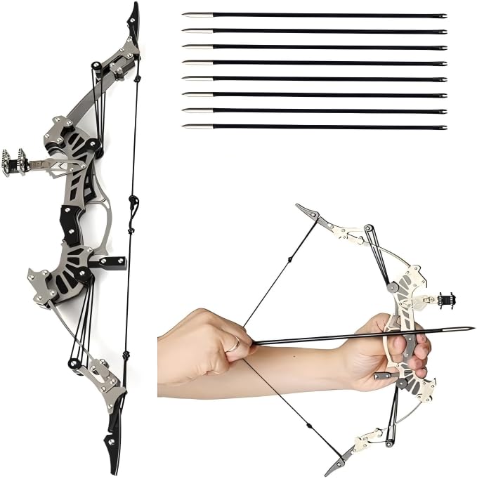 16" Compound Bow and Arrow Set 16lbs, Right/Left Handed for Target Shooting Hunting Games Archery Bow Set Gift