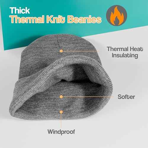 Thick Winter Beanie for Men Women Stretchy Thermal Knit Premium Cuffed Hat Skull Cap Toboggan