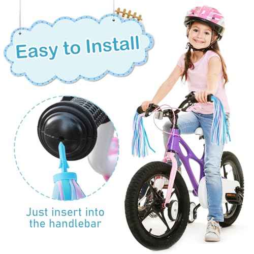 Umatoll 1 Pair(2pcs) Kid's Bike Streamers, Colorful Bicycle Tassels Ribbon for Girls Boys, Balance Bike Scooter Handlebar Accessories