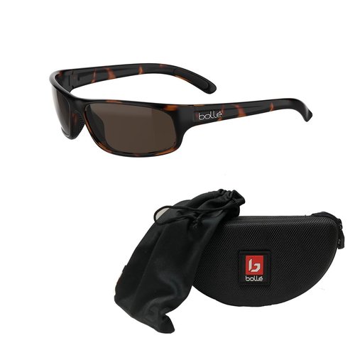 bollé Anaconda BS027009 64MM Dark Tortoise Shiny/Brown Polarized Rectangular Sunglasses for Men +BUNDLE with ACCESSORY EYEWEAR KIT