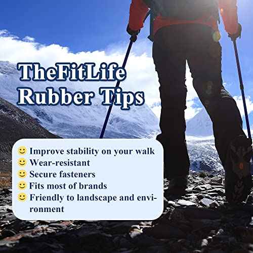 TheFitLife Trekking Poles Accessories Set - Rubber Replacement Pole Tip Protectors Fit Most Standard Hiking, Walking Poles with 11mm Hold Diameter (Black Set.1)