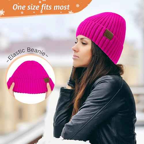 Unisex Satin Lined Beanie Warm Winter Hat Silk Lined Beanie for Women Men Knit Slouchy Hat