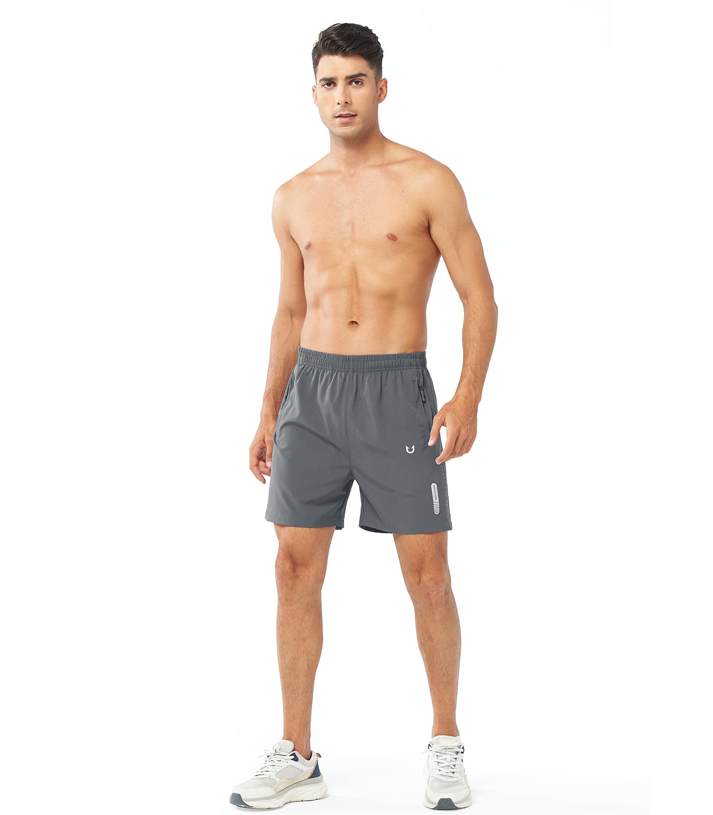 NORTHYARD Men's Athletic Running Shorts Gym Workout 7"/9"/5" Quick Dry Lightweight Sports Basketball Tennis 3 Zipper Pockets SMOKEGREY-5inch M