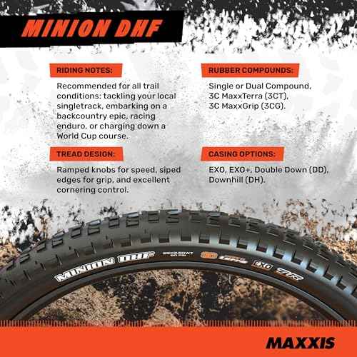 MAXXIS Minion DHF - Dual Compound - 20, 24, 26, 27.5, 29 - EXO - E25 Rating, Tubeless | Gold Standard of Gravity Focused Tread, Size 26x2.30 - EXO, E25