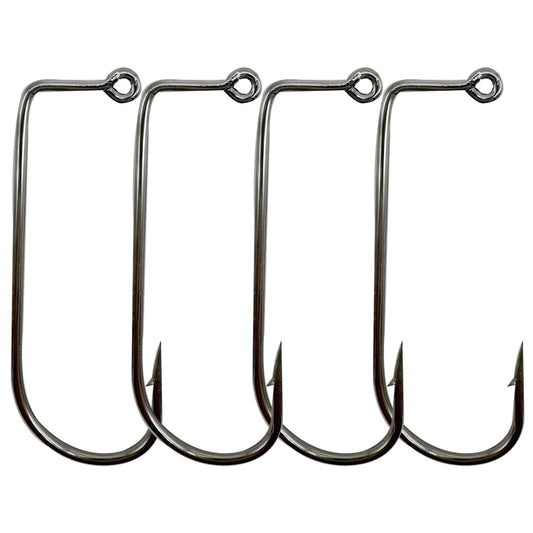 50pcs/100pcs Aberdeen 90 Degree Fishing Jig Hooks Long Shank Forged Barbarian Hooks High Carbon Steel Fishing Hooks for Freshwater & Saltwater Size: 6#-6/0# (6#-100pcs)