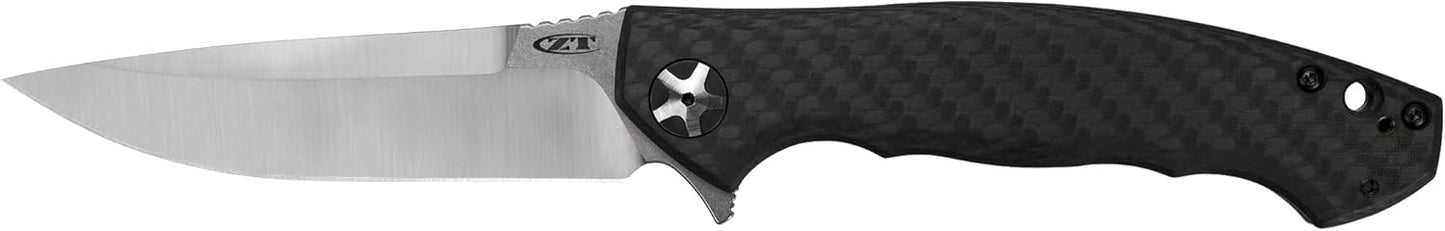 Zero Tolerance 0452CF; Pocket Knife with 4.1” Dual-Finished S35VN Steel Blade, Carbon Fiber Front and Titanium Back Handle Scales, KVT Ball-Bearing Opening, Frame Lock, Deep-Carry Pocketclip; 4.6 OZ.,Large
