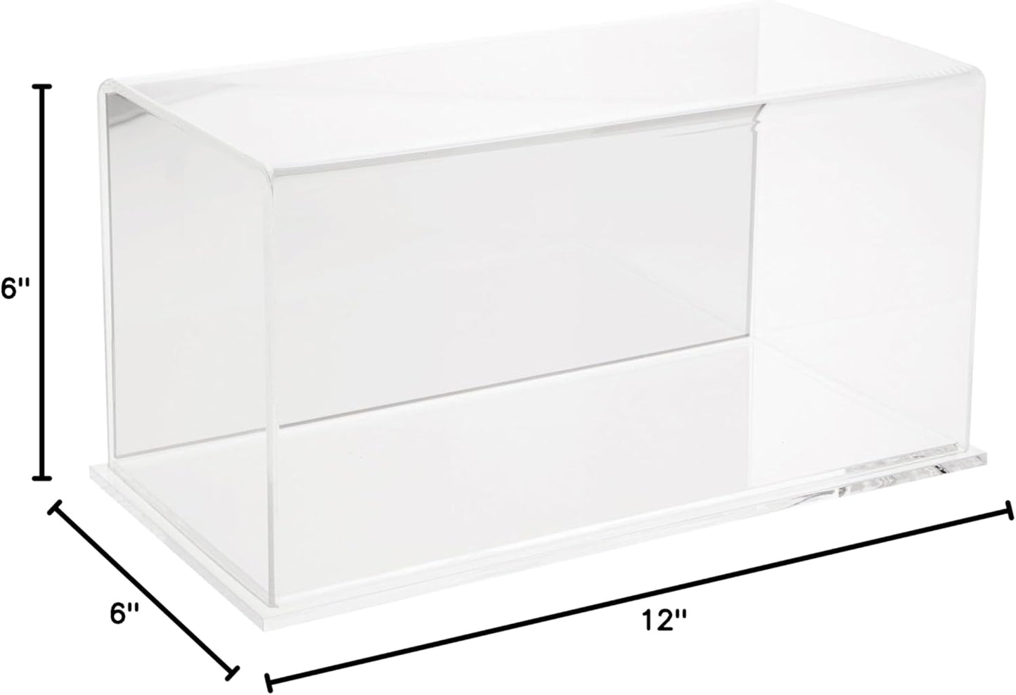 Plymor Clear Acrylic Display Case with Hardwood Base, 12" W x 6" D x 6" H