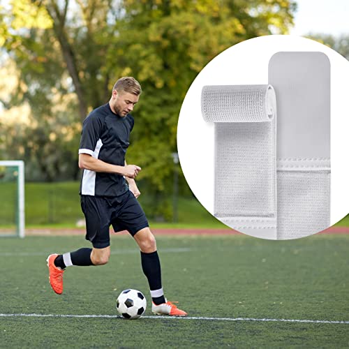 Elastic Soccer Shin Guard Straps - Adjustable Fits Kids, Youth & Adults, Black, White, Blue