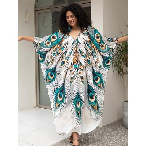 Women's Plus Size Kaftan Dress ? Plus Size Maxi Dress Moo Moos Beach Cover Up,Bathing Suit Cover-Up Loungewear