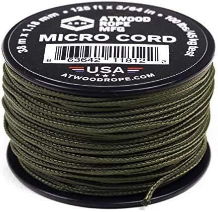 Atwood Rope MFG Micro Utility Cord 1.18mm X 125ft Reusable Spool | Tactical Nylon/Polyester Fishing Gear, Jewelry Making, Camping Accessories