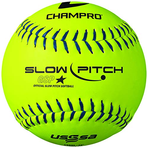 CHAMPRO USSSA 12" Tournament Softballs with Durahide Cover, 12 Pack,Optic Yellow