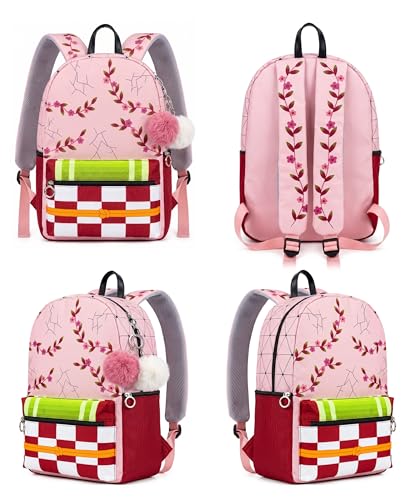 Pink Anime Backpack 15 Inch Casual Travel Laptop School Bag