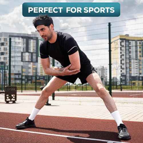 Relix Sports Headband for Men (Pack of 5) - Moisture Absorbing Workout Headband, Sweatband Headbands for Running, Cycling, Football, Yoga, Unisex Hairband