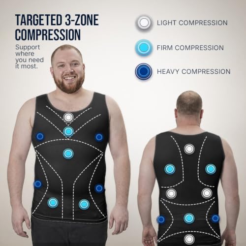 X-Large Tall Black Gynecomastia Compression Shirt for Men