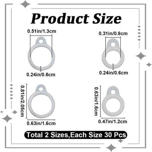 GORGECRAFT 1 Box 60PCS Clear Anti-Lost Silicone Rubber Rings 2 Sizes Holder Silicone Pendant Multipurpose Adjustable Cases 8/13mm Necklace Lanyard Replacement Carrying Kit for Key-Ring Pendant
