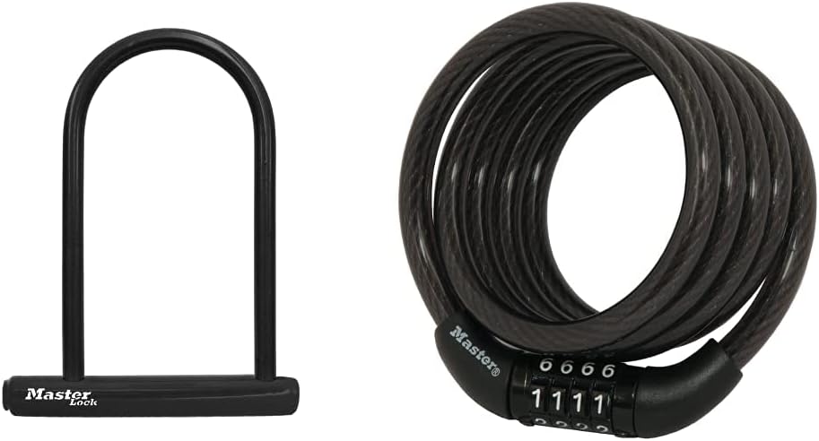 Master Lock Black Bike Lock with Key, Standard Size U-Lock for Bicycles and Other Outdoor Equipment, Anti-Theft Lock for Bikes, 8320D