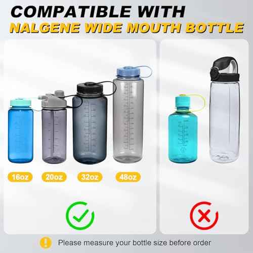 Strap Compatible with Nalgene Water Bottles 32oz 48oz 20oz 16oz Wide Mouth,Durable and Easy-Carry Cap Strap Compatible with Nalgene Accessories,2PCS,Black