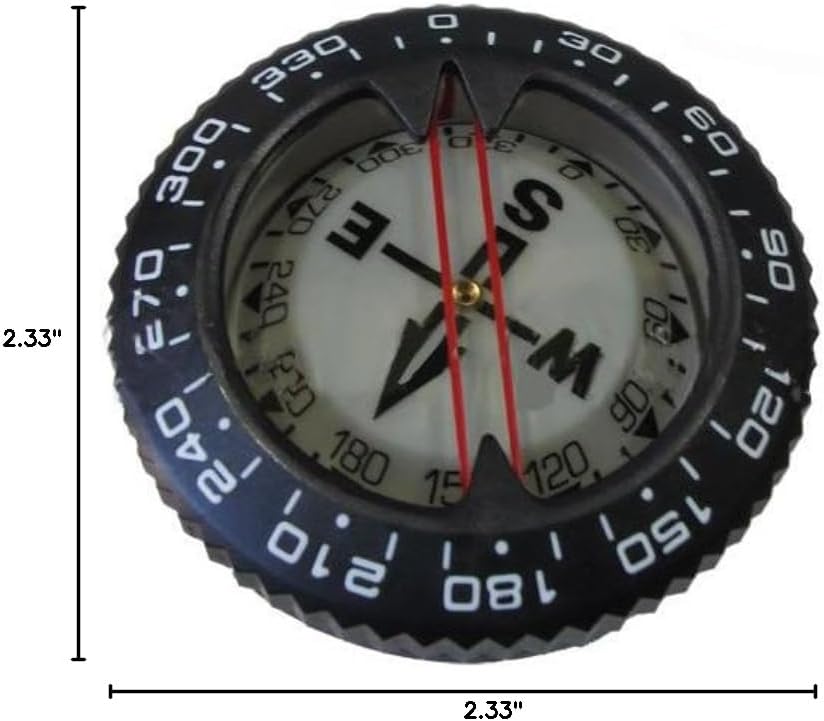 Scuba Choice Diving Compass Module - Glow in The Dark, Aluminum, 80M Max Depth, Portable, 25° Tilt, Compact & Durable - Reliable Underwater Navigation, Gear Divers, Marine Navigation Tool